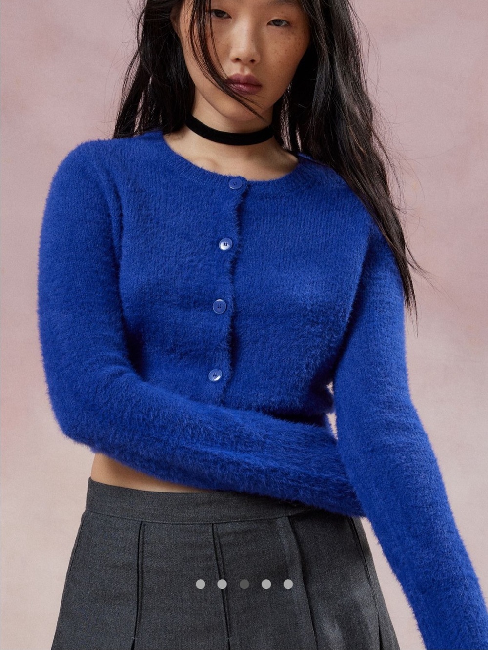 UO Kimchi Blue Dayna Shrunken Cardigan in Cobalt Blue